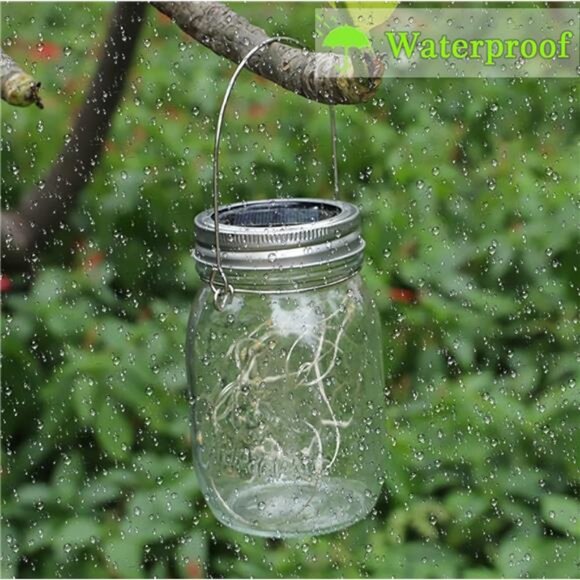 Solar Mason Jar Lights 10 Pack 20 LED Waterproof Outdoor Fairy Firefly Lights - Picture 6 of 7